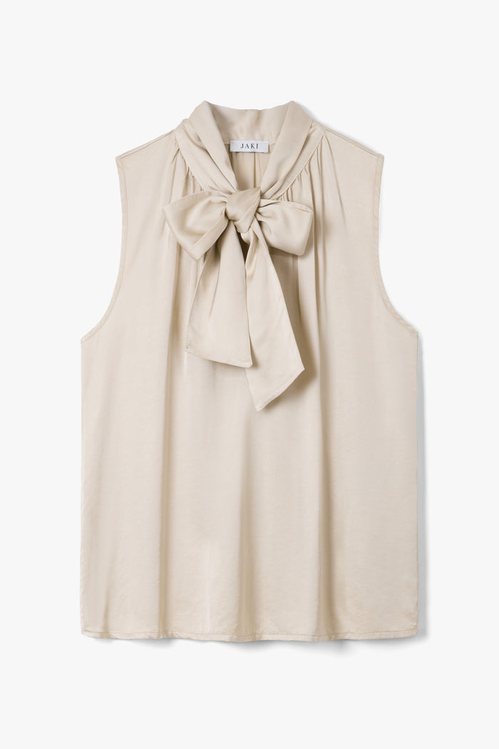 Lyanne Bow Neck Tie Satin Blouse | Honey
