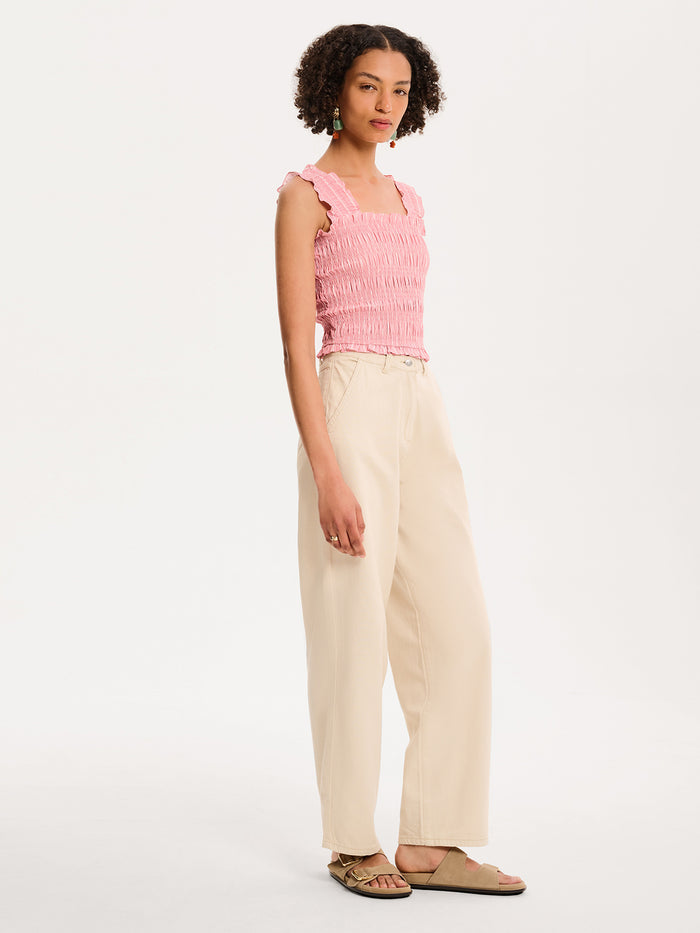 Macy Top in Pink and White Stripe