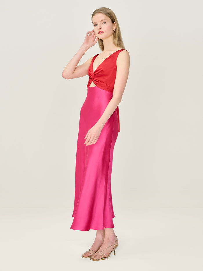 Maggy Dress in Raspberry and Barbados Cherry