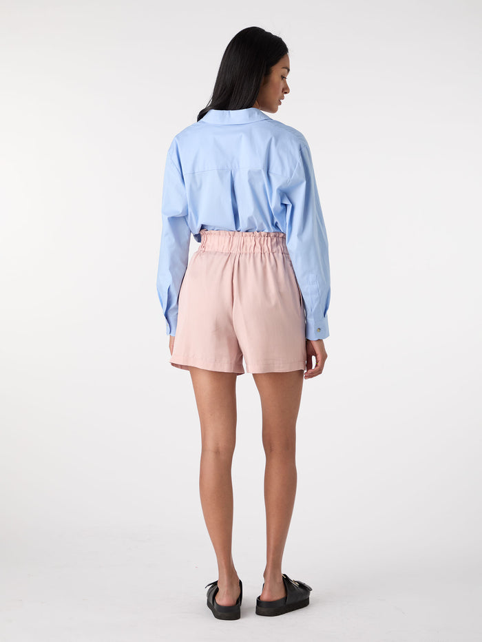 Manila Tie Front Shorts in Blush Pink