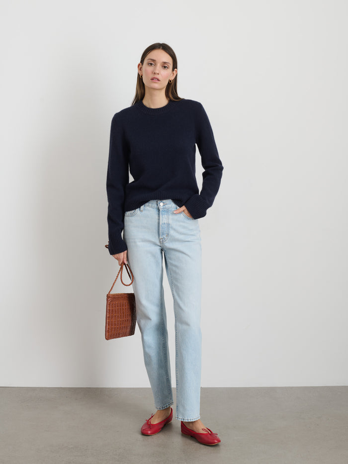 Michelle Crewneck Sweater In Cashmere In Navy