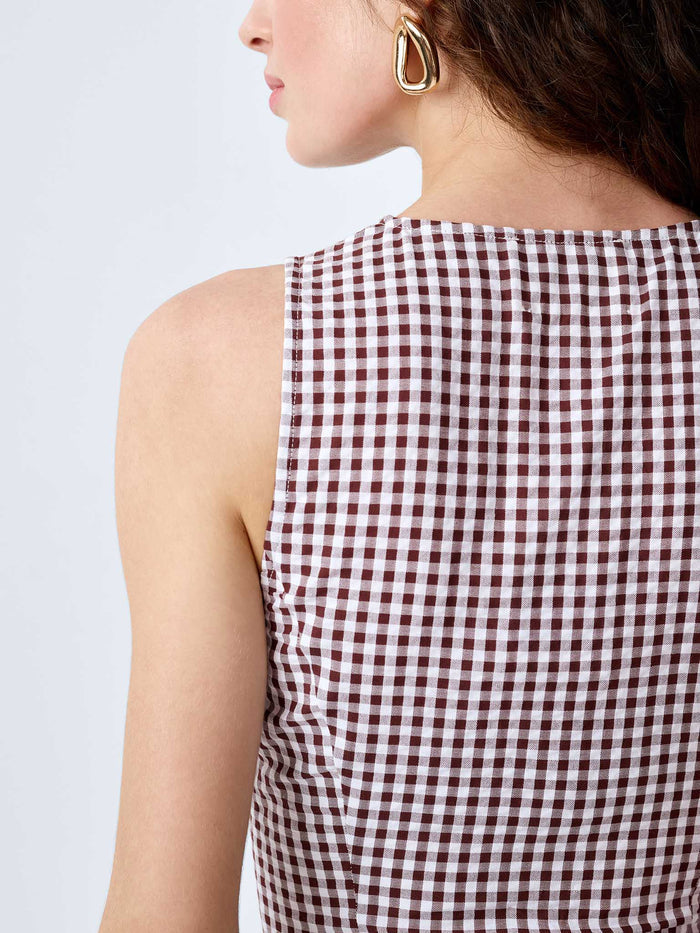 Margate Dress in Chocolate and Cream Gingham