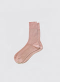 Maria La Rosa Bio Cotton Ribbed Socks in light pink are displayed flat on a white background, with one sock slightly overlapping the other.
