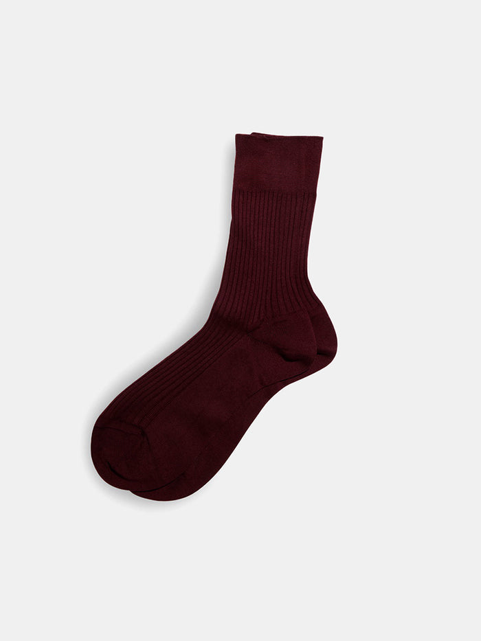 Maria La Rosa Bio Cotton Ribbed Socks In Bordeaux