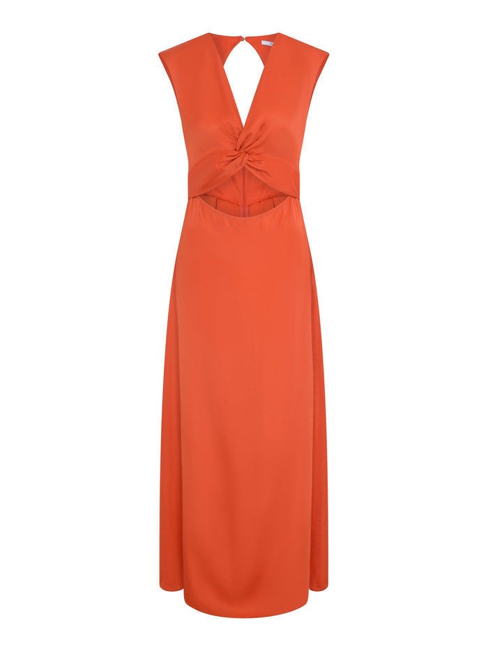 Marin Twist Front Dress in Burnt Orange
