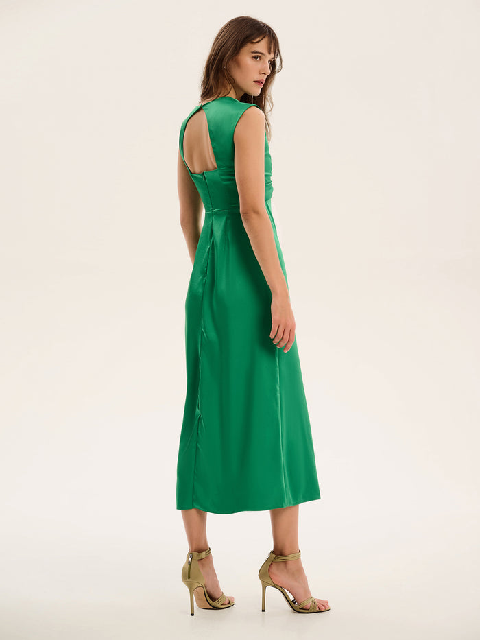 Marin Twist Front Dress in Emerald Green