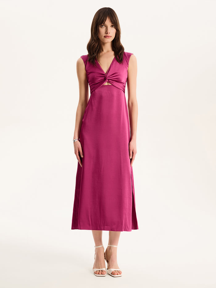 Marin Twist Front Dress in Magenta