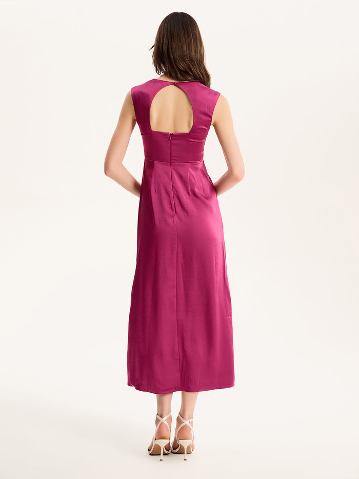 Marin Twist Front Dress in Magenta