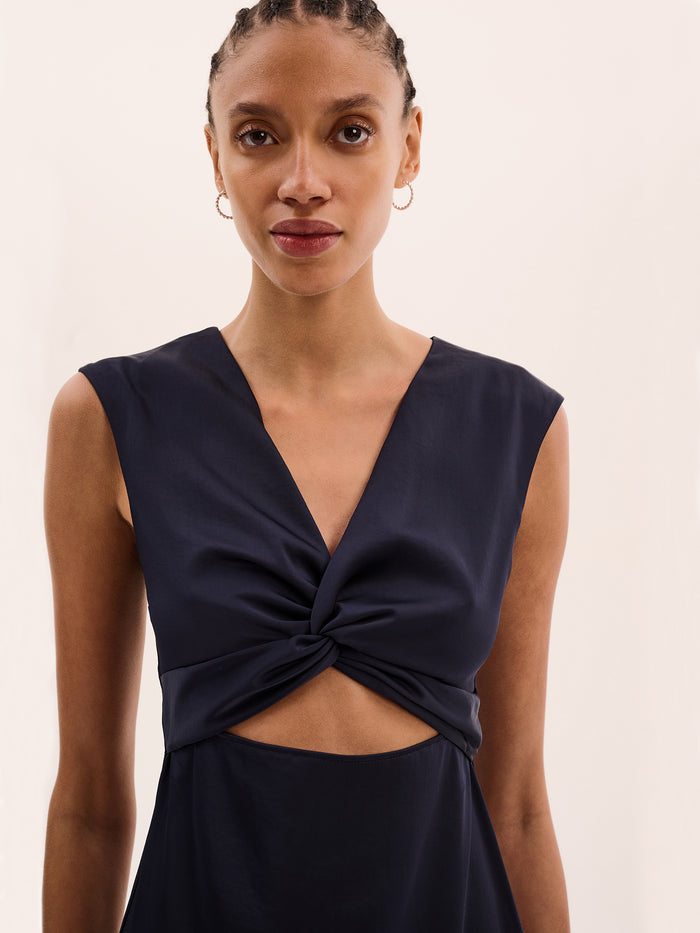 Marin Twist Front Dress in Navy