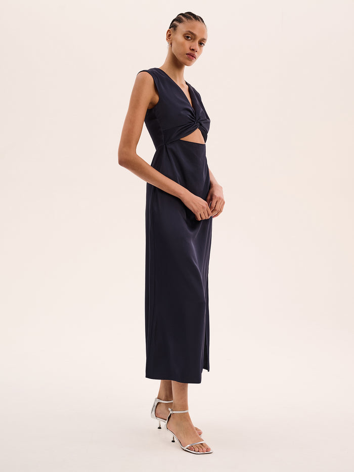 Marin Twist Front Dress in Navy
