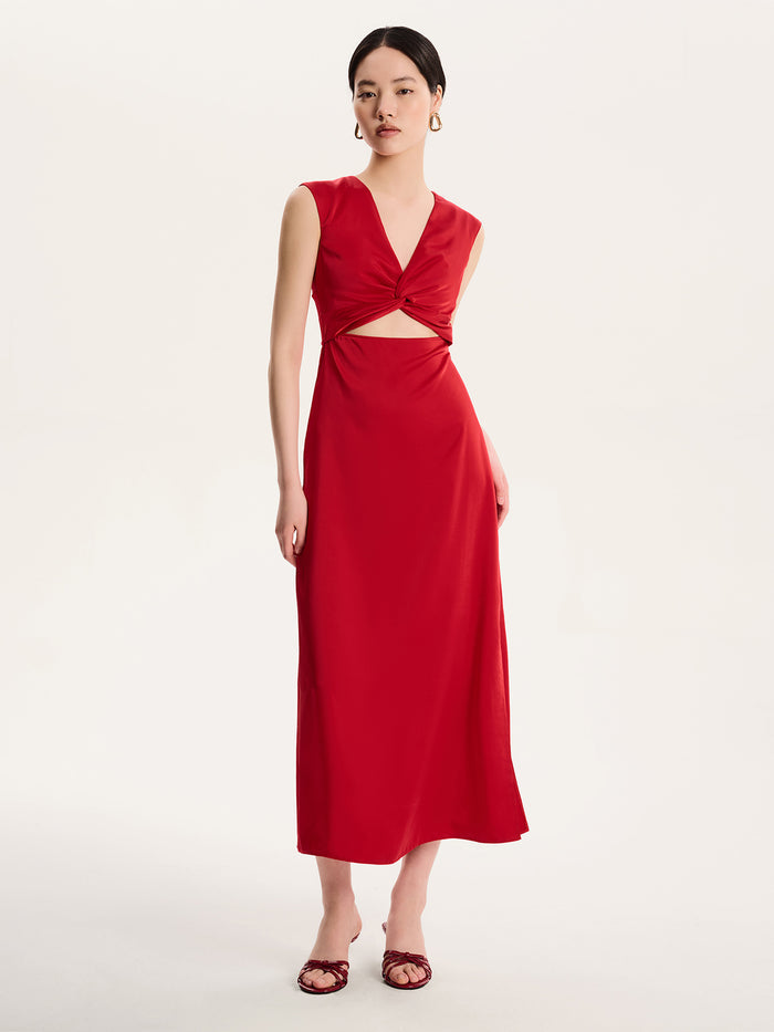 Marin Twist Satin Dress in Barbados CherryÂ