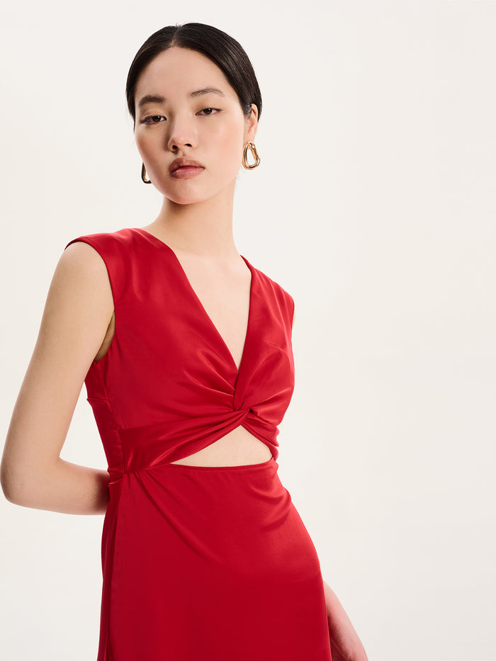 Marin Twist Satin Dress in Barbados CherryÂ