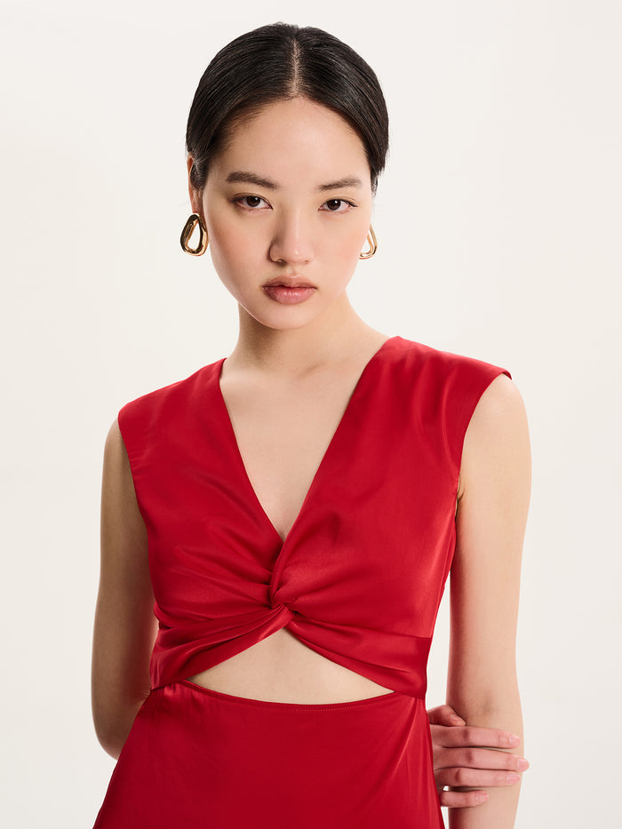 Marin Twist Satin Dress in Barbados CherryÂ