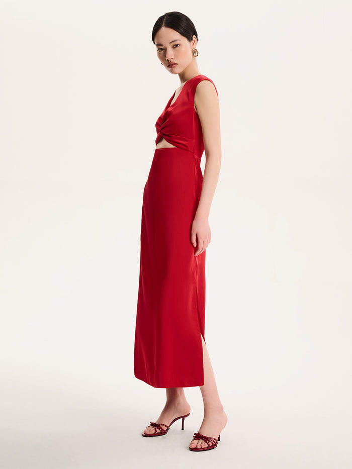 Marin Twist Satin Dress in Barbados CherryÂ