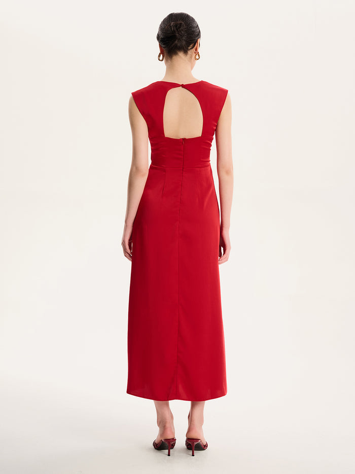 Marin Twist Satin Dress in Barbados CherryÂ