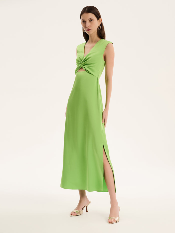 Marin Twist Satin Dress in Green