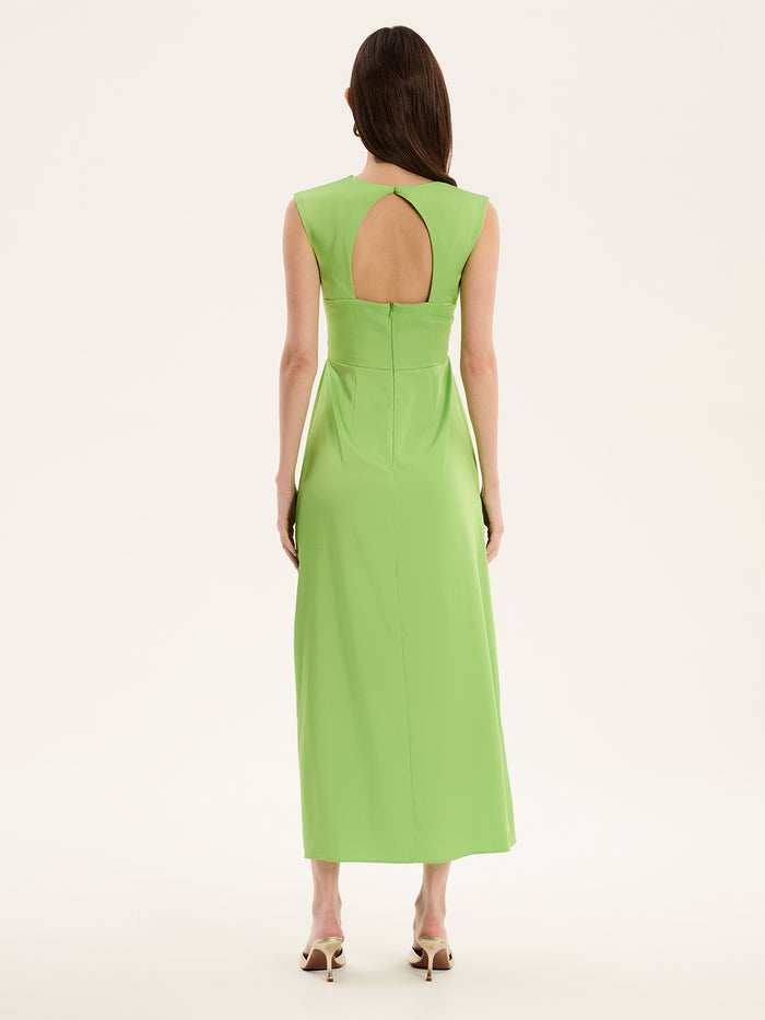 Marin Twist Satin Dress in Green