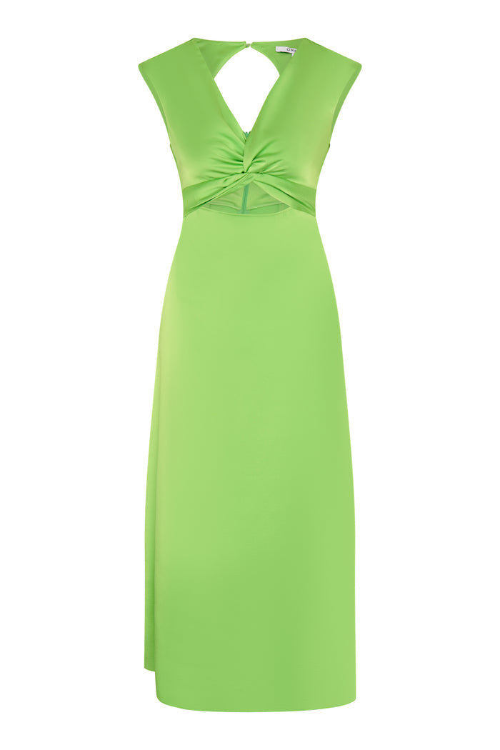 Marin Twist Satin Dress in Green