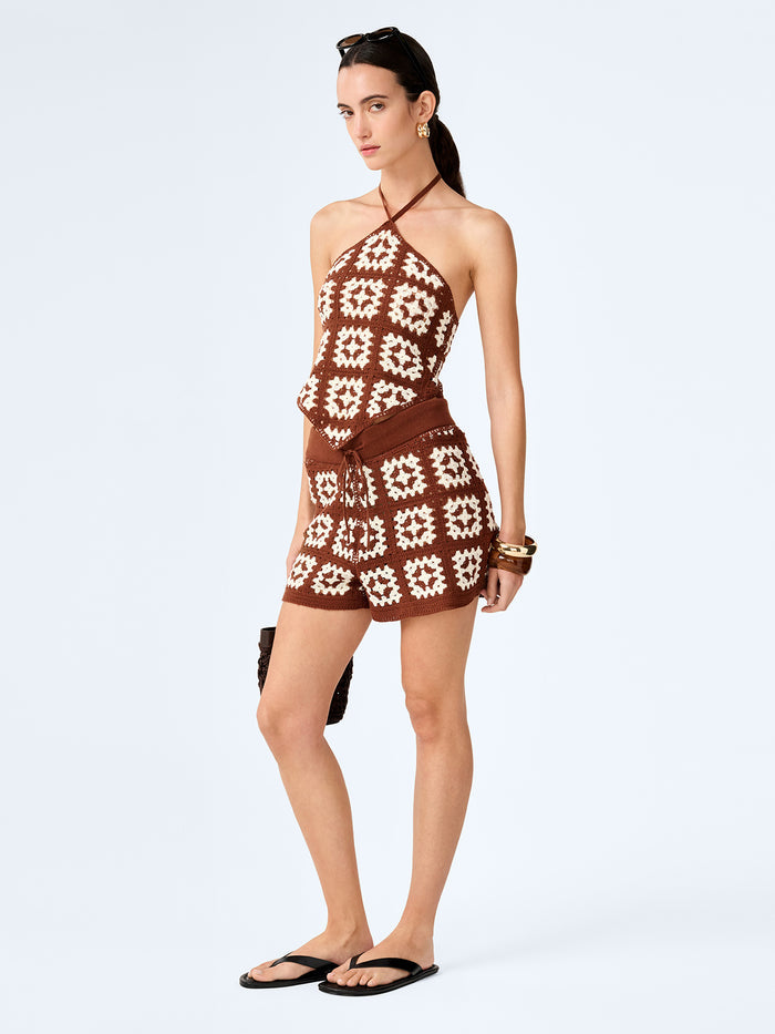 Marisol Shorts in Brown and Cream