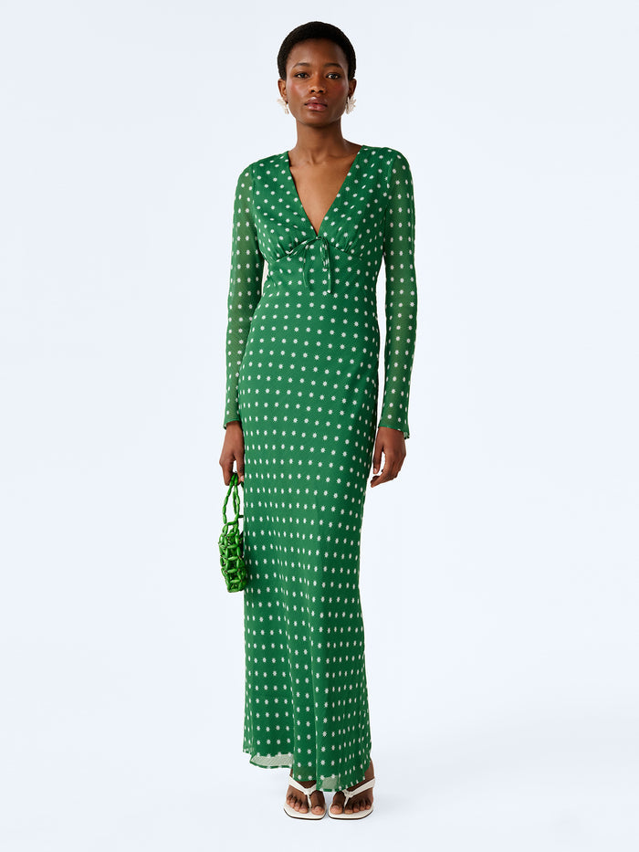 Marj Dress in Green Starburst Print