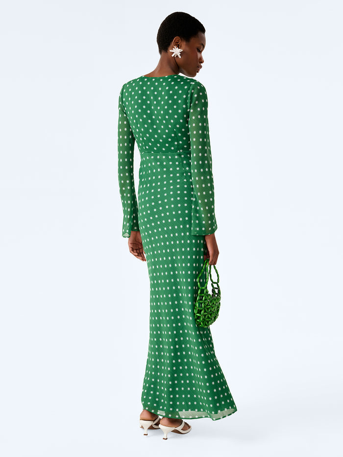 Marj Dress in Green Starburst Print