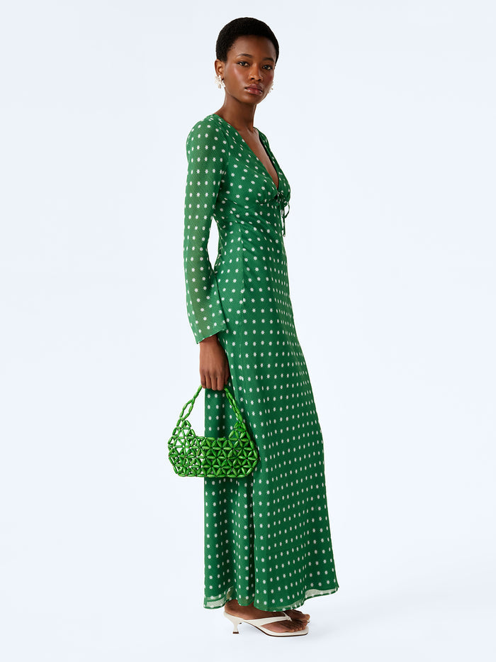 Marj Dress in Green Starburst Print