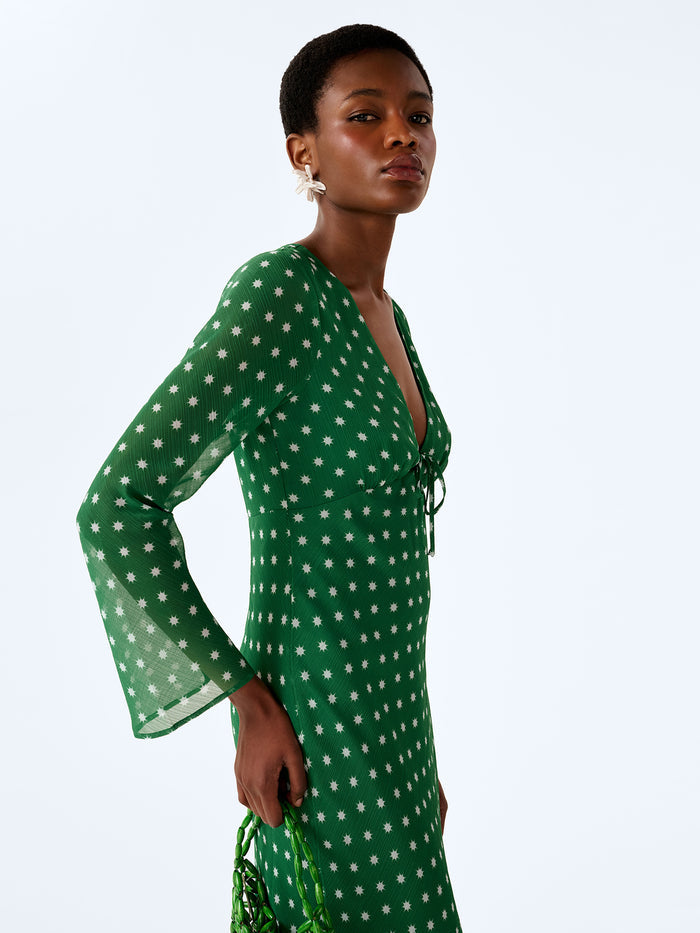 Marj Dress in Green Starburst Print