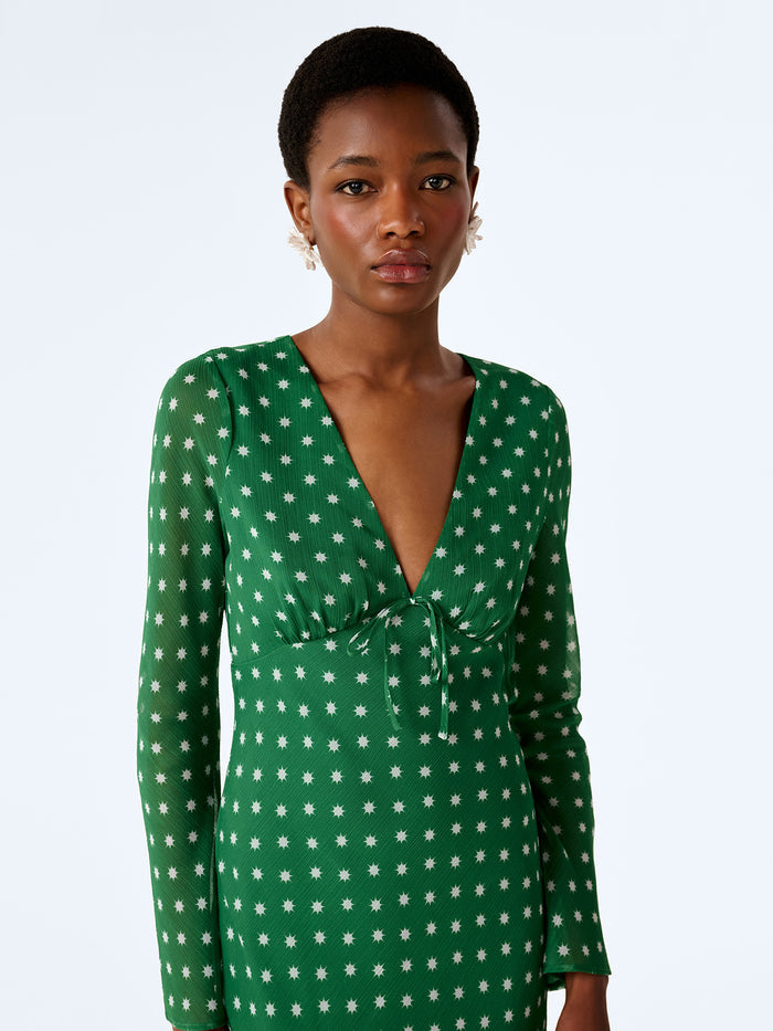 Marj Dress in Green Starburst Print