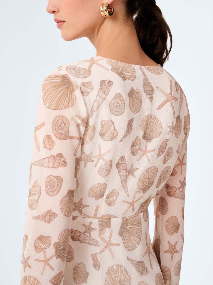 Marj Dress in Painterly Shell Print