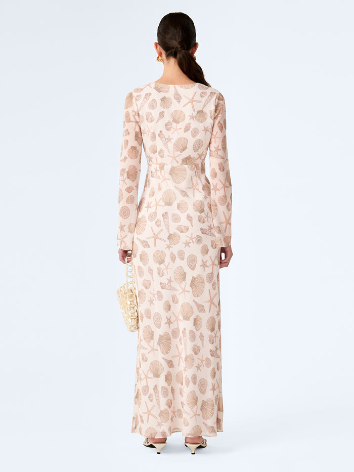 Marj Dress in Painterly Shell Print