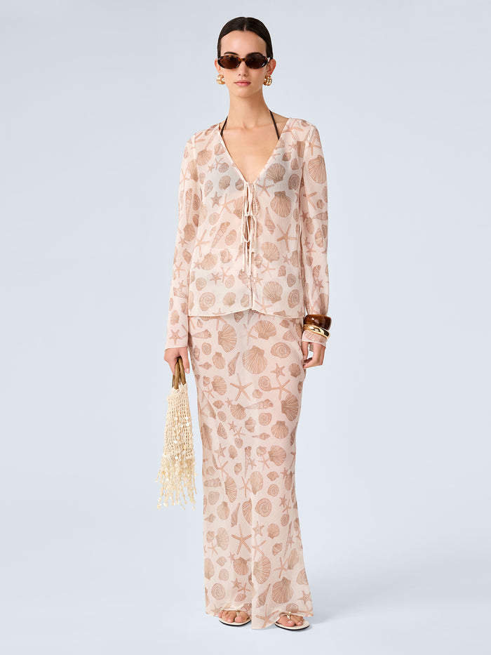 Marla Top in Painterly Shell Print