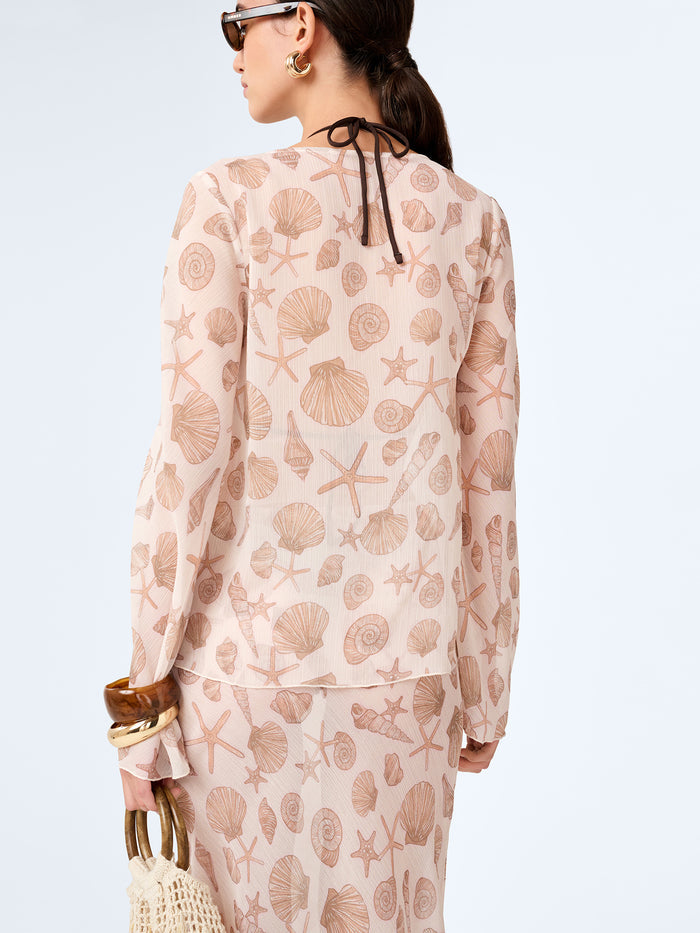 Marla Top in Painterly Shell Print
