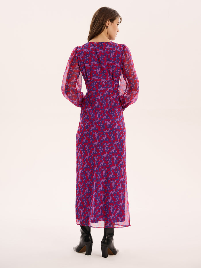 Mary-Rose Dress in Purple Scattered Floral