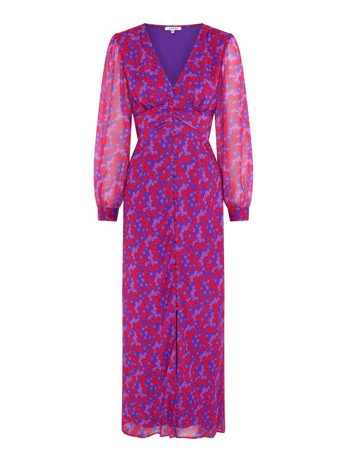 Mary-Rose Dress in Purple Scattered Floral