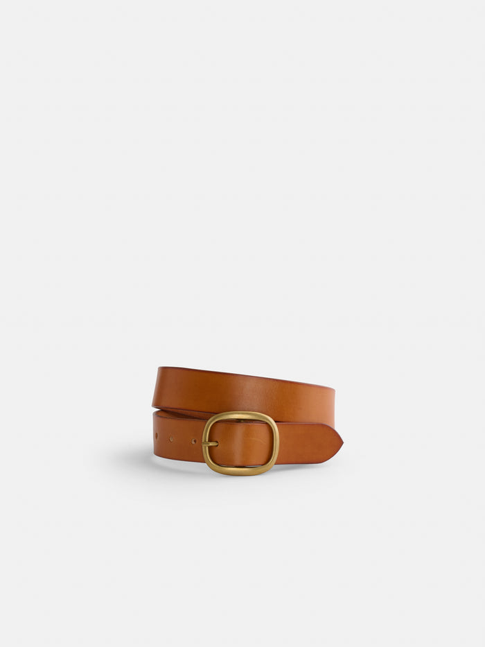 Maximum Henry Wide Oval 1 5 Belt With Brass In Light Brown