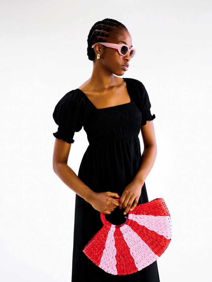 Megan Shirred Detail Dress in Black
