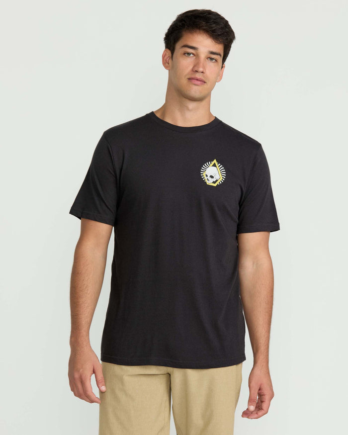 Men's Arched Short Sleeve Tee-Washed Black Heather-Volcom