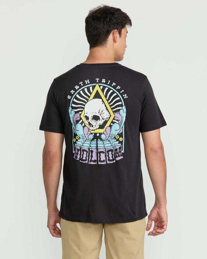 Men's Arched Short Sleeve Tee-Washed Black Heather-Volcom