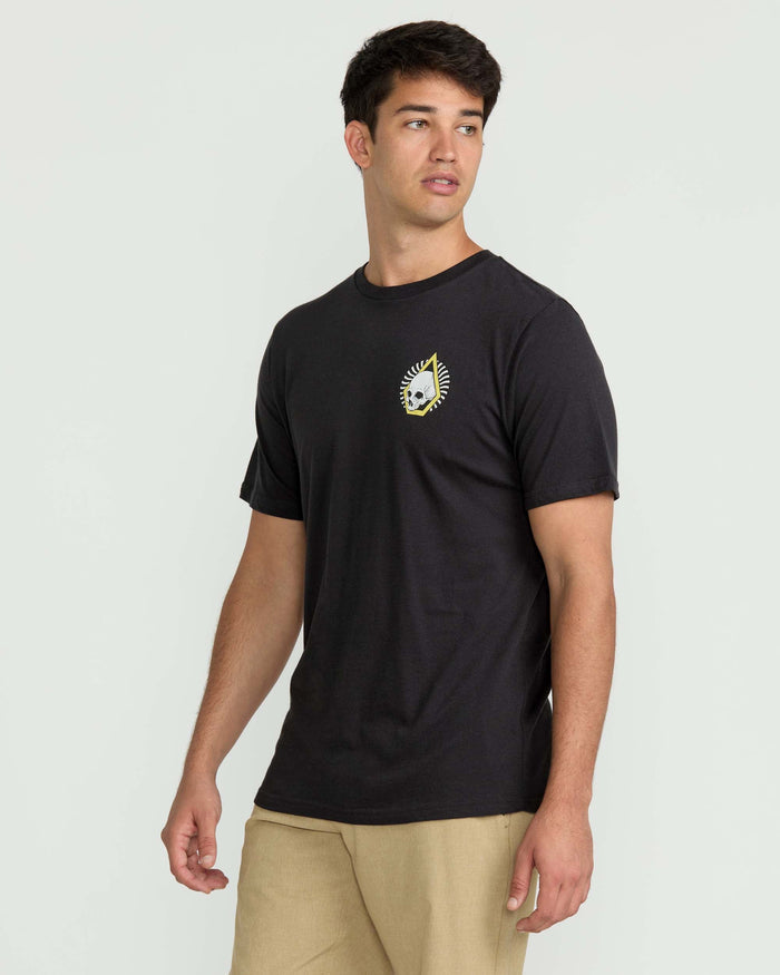Men's Arched Short Sleeve Tee-Washed Black Heather-Volcom