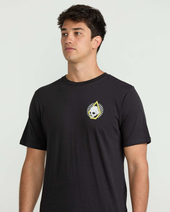 Men's Arched Short Sleeve Tee-Washed Black Heather-Volcom