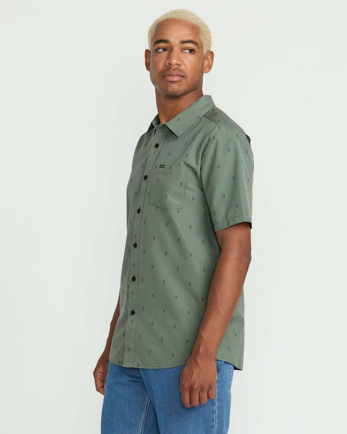 Men's Bankstone Short Sleeve Shirt-Light Olive-Volcom