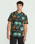 Men's Brainmelter Floral Short Sleeve Shirt-Black Green-Volcom