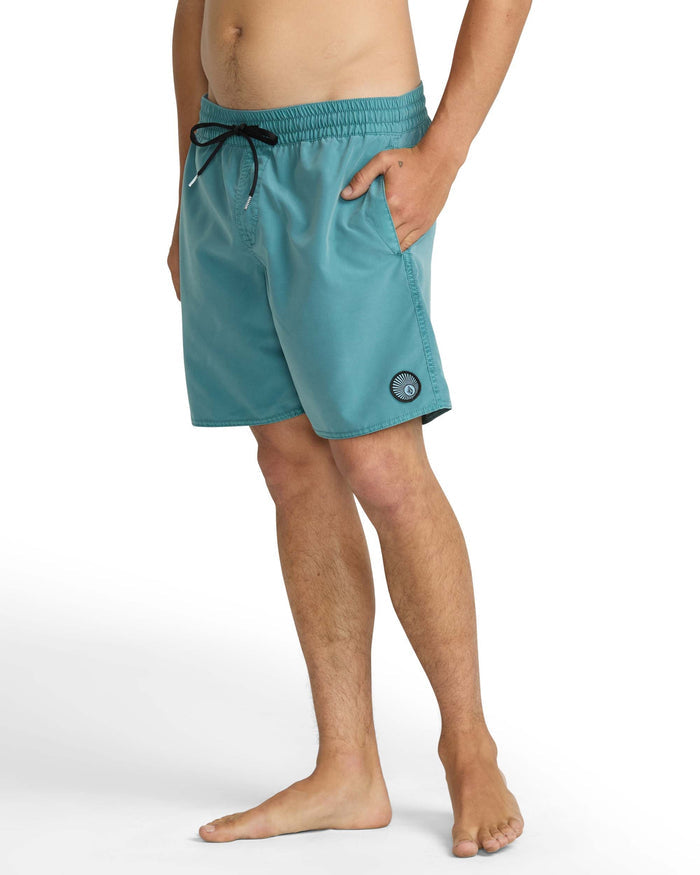 Men's Center Elastic Waist Trunks-Used Blue-Volcom