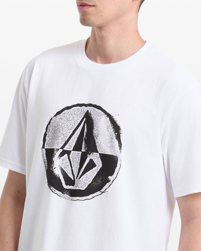 Men's Circle Split Short Sleeve Tee-White-Volcom