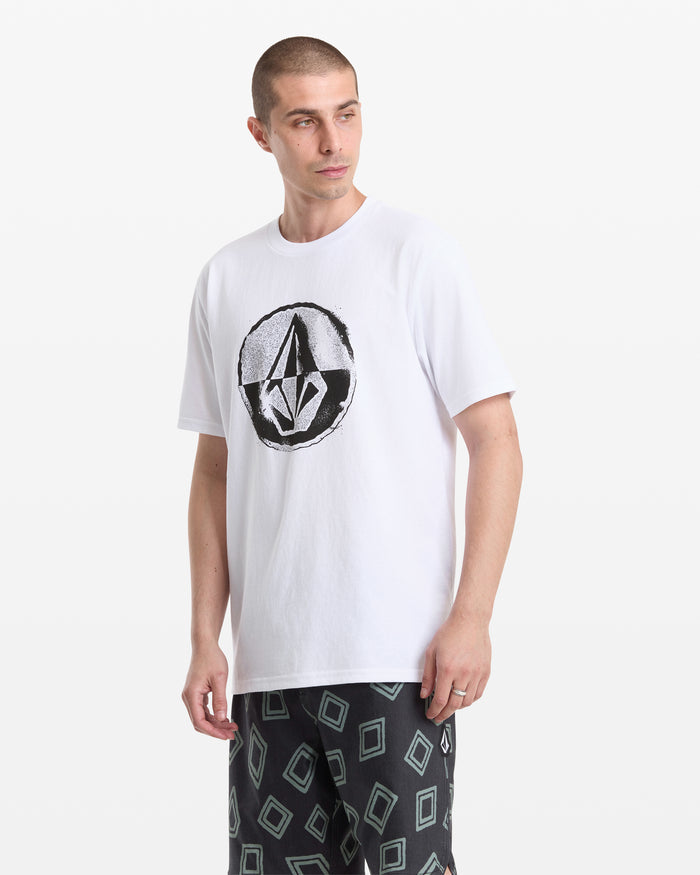 Men's Circle Split Short Sleeve Tee-White-Volcom