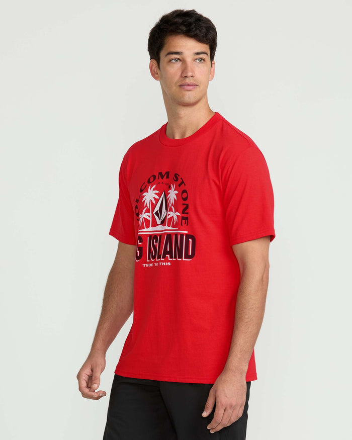 Men's Claimed Big Island Short Sleeve Tee-Chili Red-Volcom