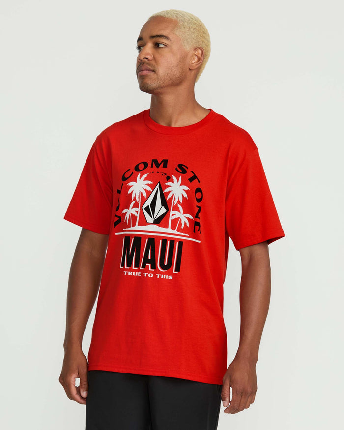 Men's Claimed Maui Short Sleeve Tee-Chili Red-Volcom