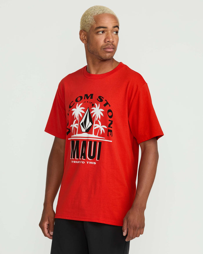 Men's Claimed Maui Short Sleeve Tee-Chili Red-Volcom