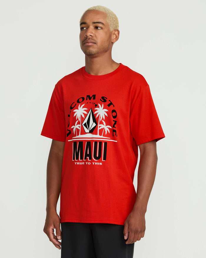 Men's Claimed Maui Short Sleeve Tee-Chili Red-Volcom