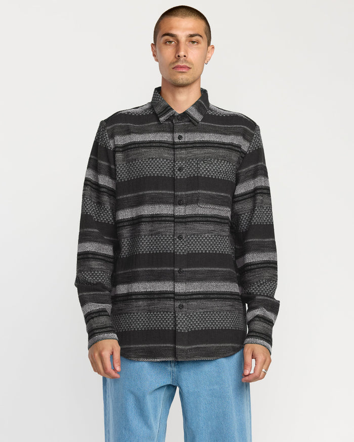 Men's Confuzzled Long Sleeve Shirt-Black-Volcom